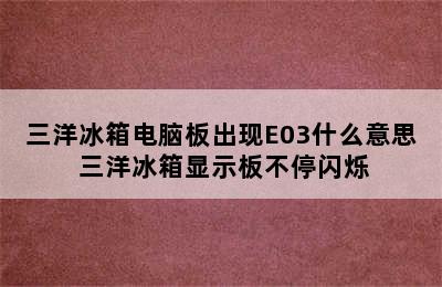 三洋冰箱电脑板出现E03什么意思 三洋冰箱显示板不停闪烁